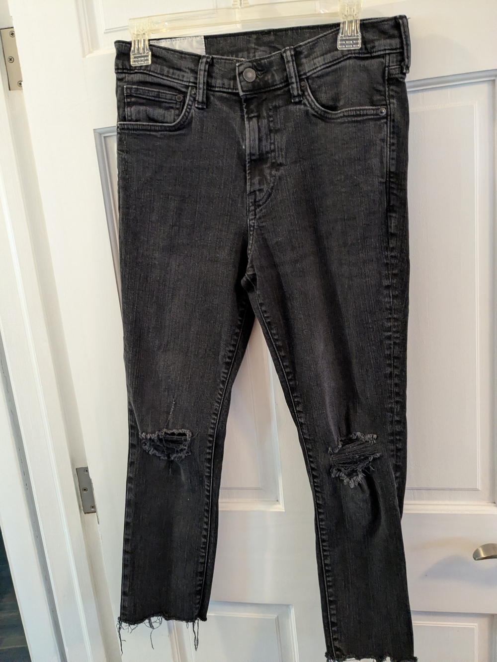 Men's Skinny Black Distressed Jeans - Stretch Denim